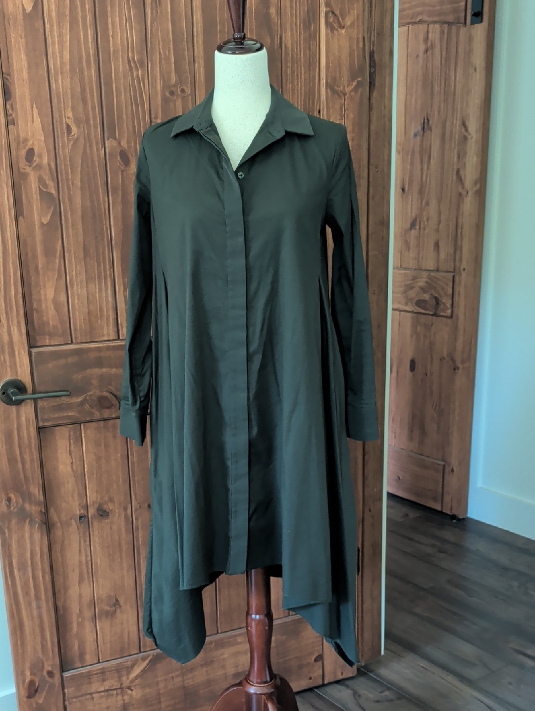 Us 6 Cos Olive Green Oversized Shirt With Embroidered Label